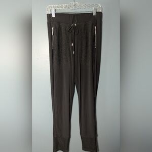 Joseph Ribkoff Black Mesh Net Jogger Pants Women's Size 4 Gothcore Grunge